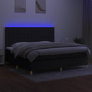 vidaXL fekete szövet rugós és LED-es ágy matraccal 200x200 cm