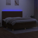 vidaXL barna szövet rugós és LED-es ágy matraccal 200x200 cm