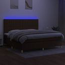 vidaXL barna szövet rugós és LED-es ágy matraccal 200x200 cm