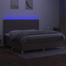 vidaXL tópszínű szövet rugós és LED-es ágy matraccal 200 x 200 cm
