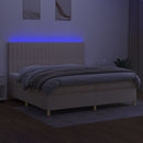 vidaXL krémszínű szövet rugós és LED-es ágy matraccal 200 x 200 cm