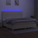 vidaXL krémszínű szövet rugós és LED-es ágy matraccal 200 x 200 cm