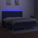 vidaXL kék szövet rugós és LED-es ágy matraccal 200 x 200 cm