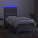 vidaXL világosszürke szövet rugós és LED-es ágy matraccal 90x190 cm