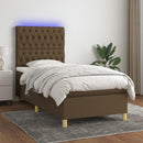 vidaXL barna szövet rugós és LED-es ágy matraccal 90x190 cm