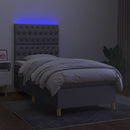 vidaXL világosszürke szövet rugós és LED-es ágy matraccal 100x200 cm