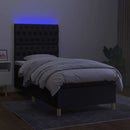 vidaXL fekete szövet rugós és LED-es ágy matraccal 100x200 cm