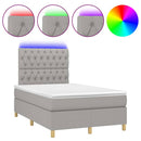 vidaXL világosszürke szövet rugós és LED-es ágy matraccal 120 x 200 cm