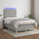 vidaXL világosszürke szövet rugós és LED-es ágy matraccal 120 x 200 cm