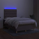 vidaXL tópszínű szövet rugós és LED-es ágy matraccal 120 x 200 cm