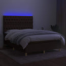 vidaXL barna szövet rugós és LED-es ágy matraccal 140x190 cm