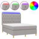 vidaXL világosszürke szövet rugós és LED-es ágy matraccal 140x200 cm