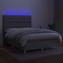 vidaXL világosszürke szövet rugós és LED-es ágy matraccal 140x200 cm