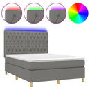 vidaXL sötétszürke szövet rugós és LED-es ágy matraccal 140x200 cm