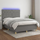 vidaXL sötétszürke szövet rugós és LED-es ágy matraccal 140x200 cm