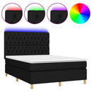 vidaXL fekete szövet rugós és LED-es ágy matraccal 140x200 cm
