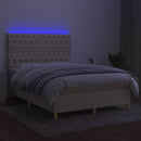 vidaXL krémszínű szövet rugós és LED-es ágy matraccal 140x200 cm