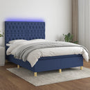 vidaXL kék szövet rugós és LED-es ágy matraccal 140x200 cm