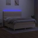 vidaXL krémszínű szövet rugós és LED-es ágy matraccal 160x200 cm