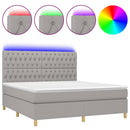 vidaXL világosszürke szövet rugós és LED-es ágy matraccal 160x200 cm