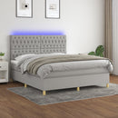 vidaXL világosszürke szövet rugós és LED-es ágy matraccal 160x200 cm