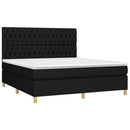 vidaXL fekete szövet rugós és LED-es ágy matraccal 180 x 200 cm