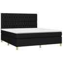 vidaXL fekete szövet rugós és LED-es ágy matraccal 180 x 200 cm