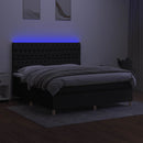 vidaXL fekete szövet rugós és LED-es ágy matraccal 180 x 200 cm