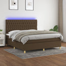 vidaXL barna szövet rugós és LED-es ágy matraccal 180 x 200 cm