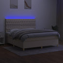 vidaXL krémszínű szövet rugós és LED-es ágy matraccal 180 x 200 cm