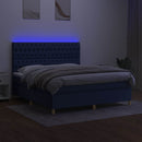 vidaXL kék szövet rugós és LED-es ágy matraccal 180 x 200 cm