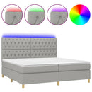 vidaXL világosszürke szövet rugós és LED-es ágy matraccal 200x200 cm