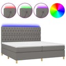vidaXL sötétszürke szövet rugós és LED-es ágy matraccal 200x200 cm