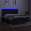 vidaXL fekete szövet rugós és LED-es ágy matraccal 200x200 cm