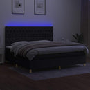 vidaXL fekete szövet rugós és LED-es ágy matraccal 200x200 cm