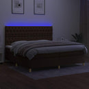 vidaXL barna szövet rugós és LED-es ágy matraccal 200x200 cm