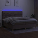 vidaXL tópszínű szövet rugós és LED-es ágy matraccal 200 x 200 cm