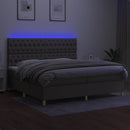 vidaXL tópszínű szövet rugós és LED-es ágy matraccal 200 x 200 cm