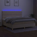 vidaXL krémszínű szövet rugós és LED-es ágy matraccal 200 x 200 cm