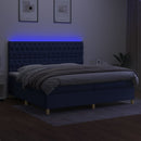 vidaXL kék szövet rugós és LED-es ágy matraccal 200 x 200 cm