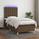 vidaXL barna szövet rugós és LED-es ágy matraccal 90x190 cm