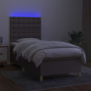 vidaXL tópszínű szövet rugós és LED-es ágy matraccal 90x190 cm