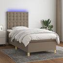 vidaXL tópszínű szövet rugós és LED-es ágy matraccal 90x190 cm