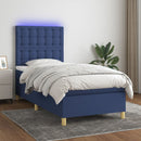 vidaXL kék szövet rugós és LED-es ágy matraccal 90x190 cm