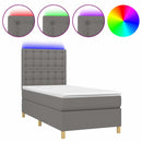 vidaXL sötétszürke szövet rugós és LED-es ágy matraccal 90x200 cm