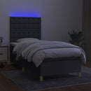 vidaXL sötétszürke szövet rugós és LED-es ágy matraccal 90x200 cm