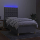 vidaXL világosszürke szövet rugós és LED-es ágy matraccal 100x200 cm