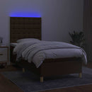vidaXL barna szövet rugós és LED-es ágy matraccal 100x200 cm