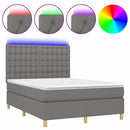 vidaXL sötétszürke szövet rugós és LED-es ágy matraccal 140x190 cm