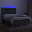 vidaXL sötétszürke szövet rugós és LED-es ágy matraccal 140x190 cm